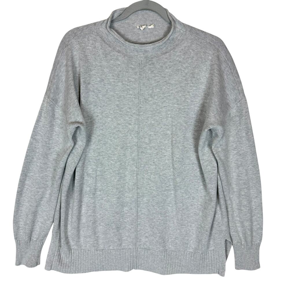 Gap Sweater Womens Medium Heather Gray Knitted Dolman‎ Sleeve Mock Neck Pullover